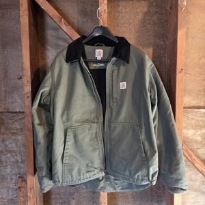 Carhartt Forest Green Jacket with Black Collar